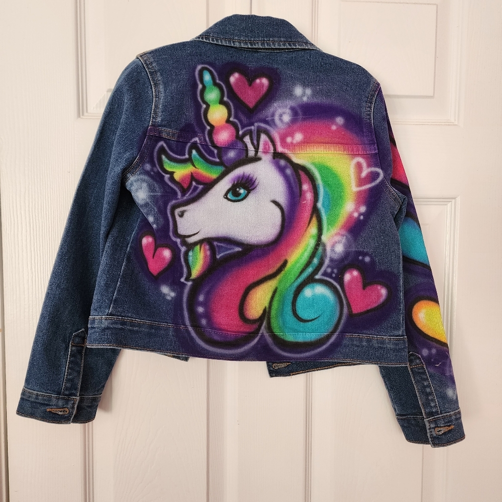 CUSTOM Airbrush Denim Jacket, girls size 7/8
